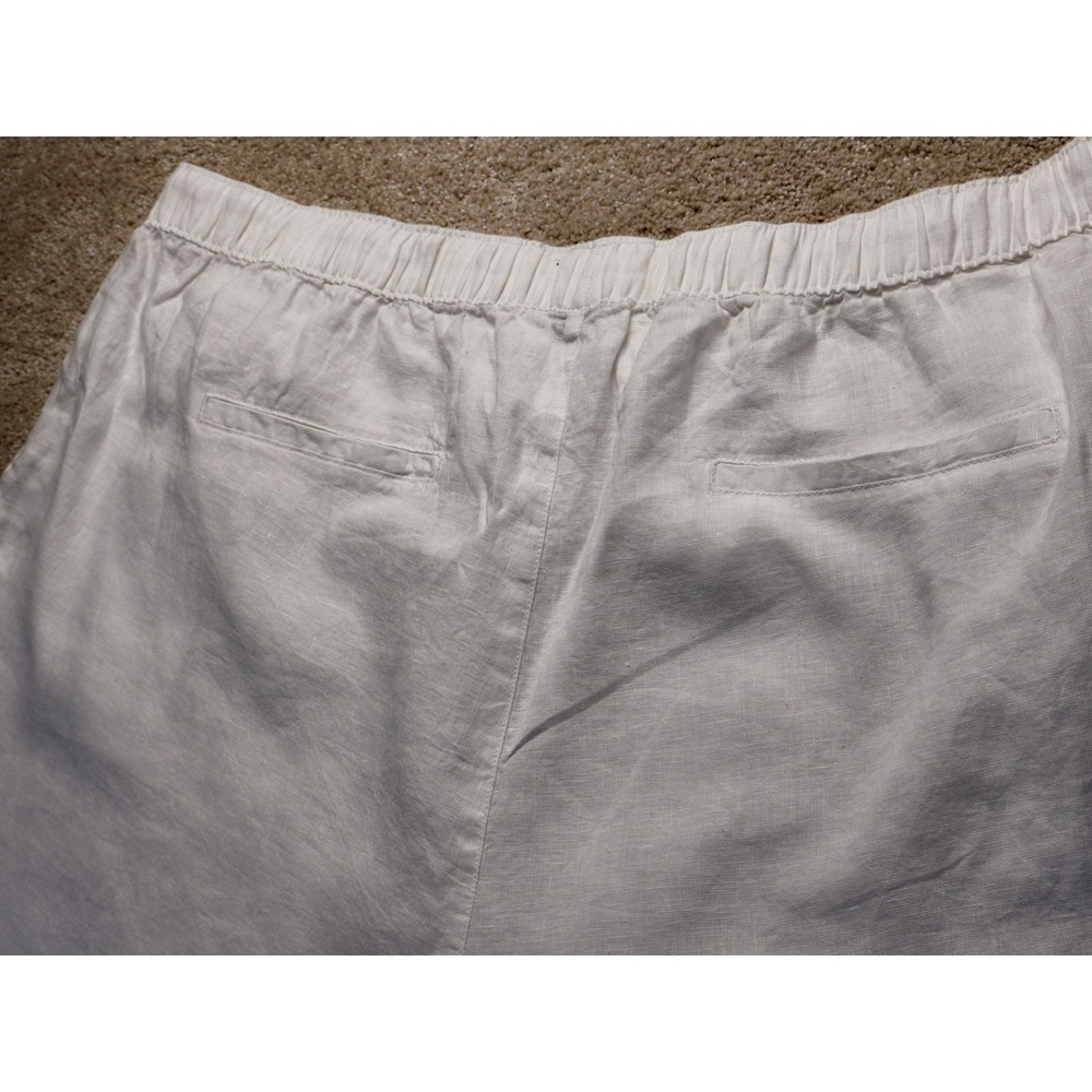 TAHARI Women's White 100 % Linen Pull On Elastic Waist Drawstring Shorts Plus 3X - Picture 9 of 9